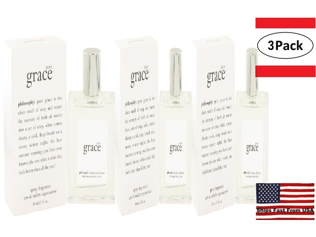 3 Pack Pure Grace by Philosophy Eau De Toilette Spray 2 oz for Women