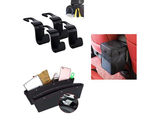 7 Piece Car Exclusive Package-Gapr organizer,Trash Bin and Car Hooks