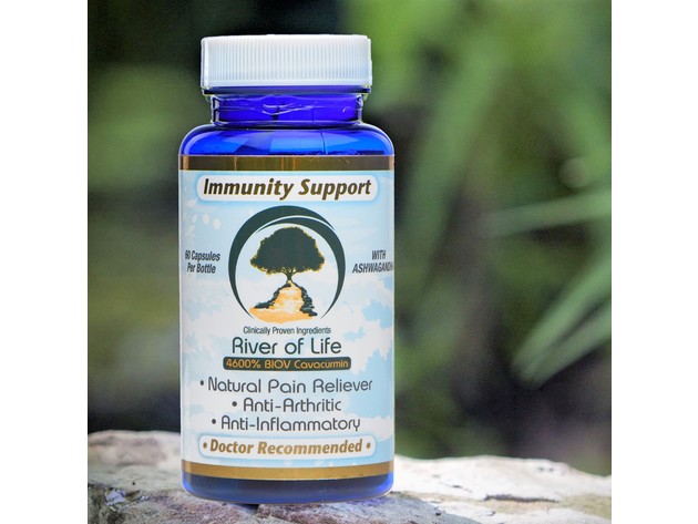 River of Life Immunity Support - 1050 mg with Ashwagandha, Natural Pain Reliever, Anti-Arthritic and Anti-Inflammatory, 60 Capsules Dietary Supplement