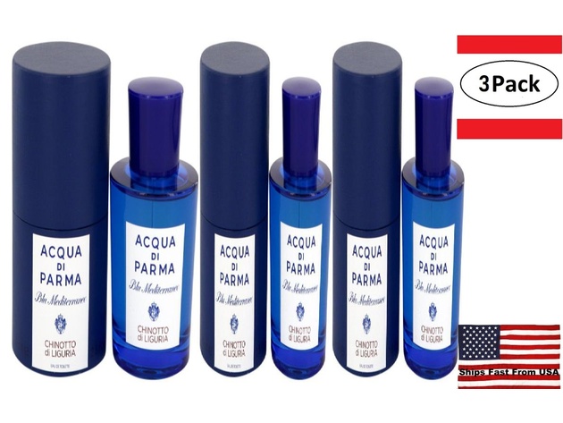 3 Pack Blu Mediterraneo Chinotto Di Liguria by Acqua Di Parma Eau De Toilette Spray (Unisex) 2.5 oz for Women