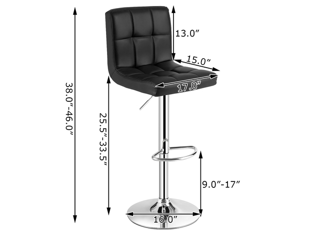 Costway Adjustable Swivel Bar Stool Counter Height Bar Chair PU Leather w/ Back - Black