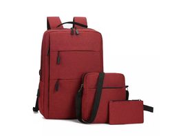 3 Pieces USB Multifunction Large Capacity Business Laptop Bags Set Red