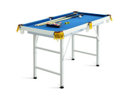 Costway 47'' Folding Billiard Table Pool Game Table for Kids w/ Cues & Chalk & Brush - Blue