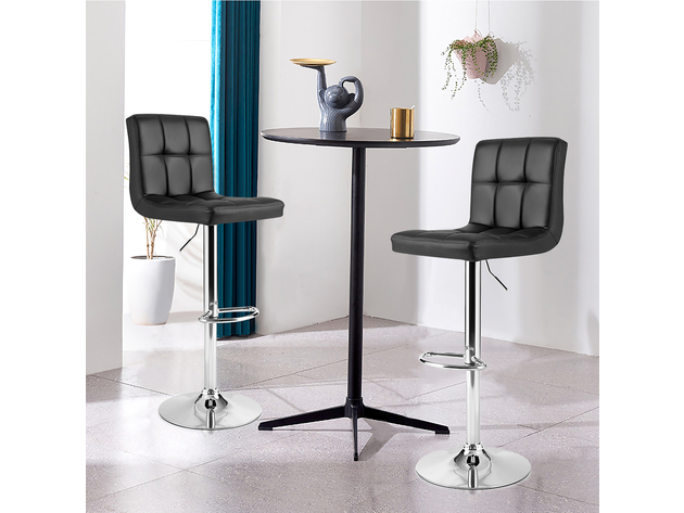 Costway Adjustable Swivel Bar Stool Counter Height Bar Chair PU Leather w/ Back - Black