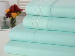 4-Piece Bamboo-Blend Comfort Luxury Sheet Set (Aqua/Queen)