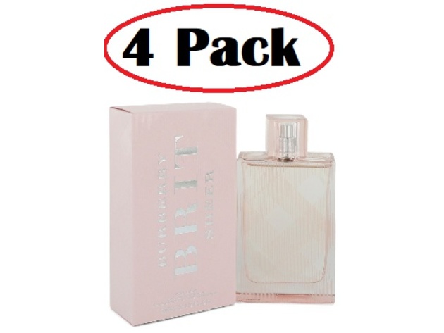 4 Pack of Burberry Brit Sheer by Burberry Eau De Toilette Spray 3.4 oz