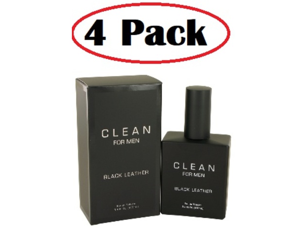4 Pack of Clean Black Leather by Clean Eau De Toilette Spray 3.4 oz
