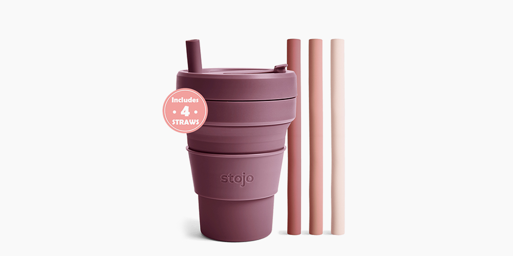 Stojo 12oz Cup with 4 Straws (2-Pack)