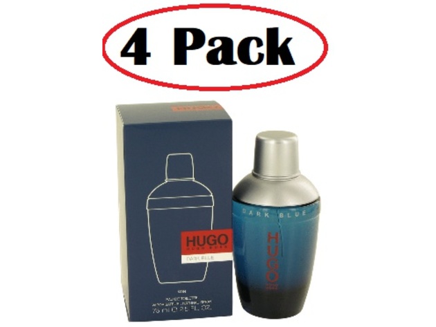 4 Pack of DARK BLUE by Hugo Boss Eau De Toilette Spray 2.5 oz