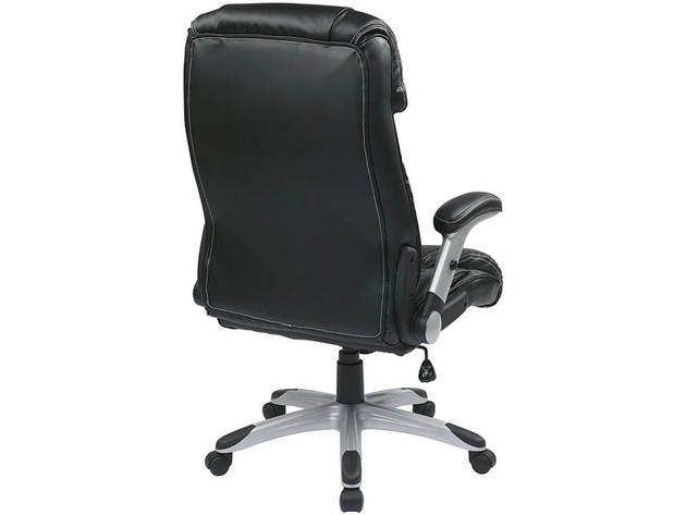 Office Star  ECH38665AEC3 WorkSmart Eco Leather Executive Chair - Black