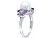 White Freshwater Cultured Pearl 8-8.5mm with Diamond and Tanzanite and Amethyst Ring In Sterling Silver - 9