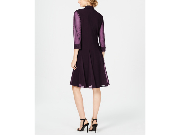 R & M Richards Women's Embellished Dress & Duster Jacket Plum Size 20W