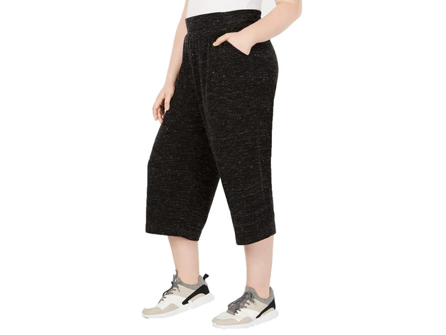 Ideology Women's Plus Size Wide-Leg Pants Black Size  Extra Large