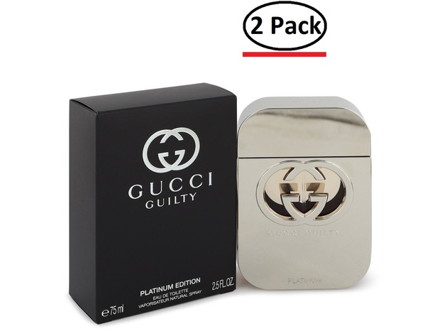 Gucci Guilty Platinum by Gucci Eau De Toilette Spray 2.5 oz for Women (Package of 2)