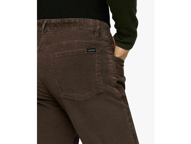 Calvin Klein Men's Slim-Fit Stretch Corduroy Pants Brown Size 32X30