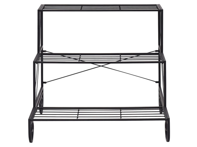 Costway 3 Tier Outdoor Metal Plant Stand Flower Planter Garden Display Holder Shelf Rack - Black