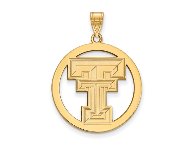 14k Gold Plated Silver Texas Tech U. XL Circle Pendant