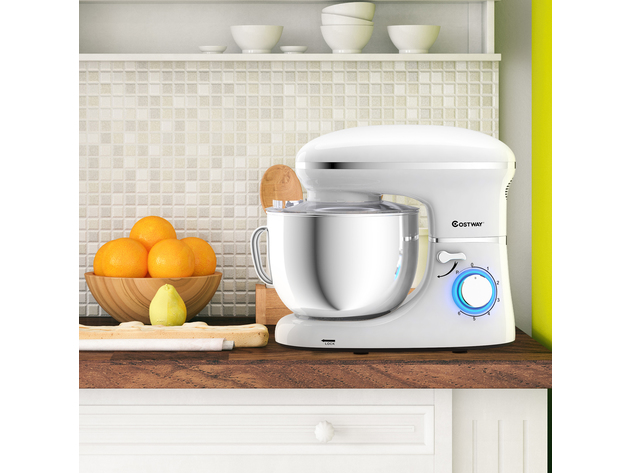 Costway 6.3 Quart Tilt-Head Food Stand Mixer 6 Speed 660W White - white
