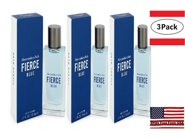 3 Pack Fierce Blue by Abercrombie & Fitch Cologne Spray 1.7 oz for Men