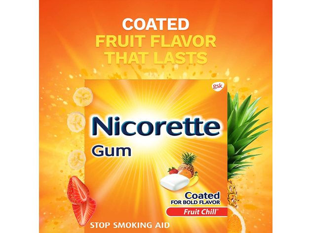 Nicorette 2mg Gum Stop Smoking Aid, Help You Quit Smoking, Fruit Chill, 100 Count