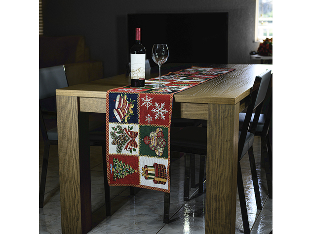 Homvare Christmas Table Full Length Runner for Holiday Dinner, Parties, Home Décor Woven Tapestry 13”x72”