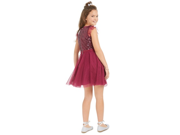 Epic Threads Big Girls Sequin Ruffle-Sleeve Party Dress Purple Size Small