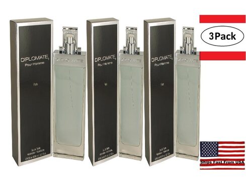 3 Pack Diplomate Pour Homme by Paris Bleu Eau De Toilette Spray 3.3 oz for Men