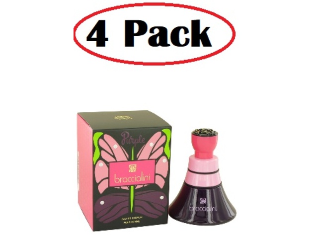 4 Pack of Braccialini Purple by Braccialini Eau De Parfum Spray 3.4 oz
