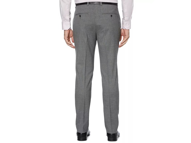 Perry Ellis Men's Portfolio Slim Fit Heathered Check Dress Pants Castlerock Gray Size 31X30