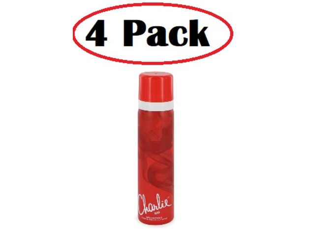 4 Pack of CHARLIE RED by Revlon Body Spray 2.5 oz