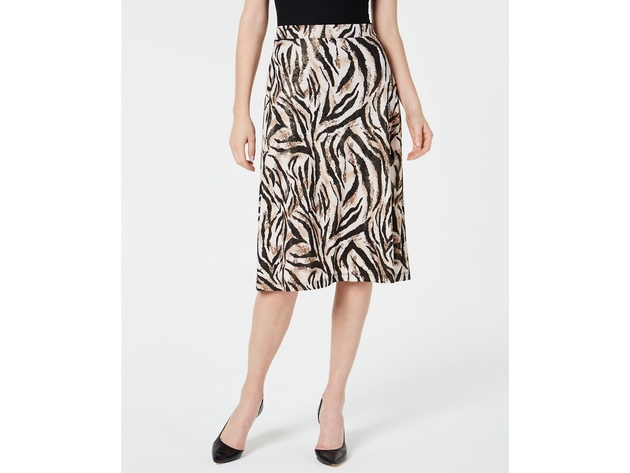 Kasper Women's Petite Animal-Print A-Line Skirt Brown Size X-Large