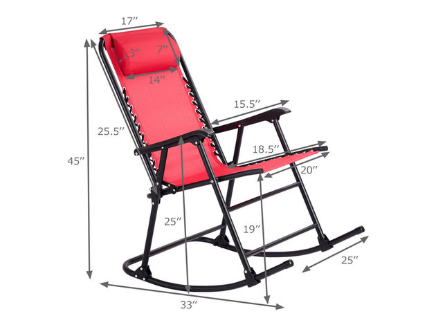 Costway folding zero gravity rocking discount chair rocker porch outdoor patio headrest