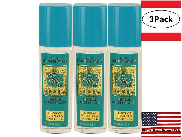 3 Pack 4711 by Muelhens Deodorant Spray (Unisex) 2.5 oz for Men