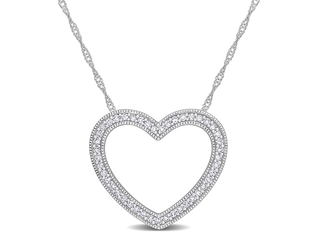 1/4 Carat (ctw I1-I2) Diamond Heart Pendant Necklace in 10K White Gold with  Chain | StackSocial