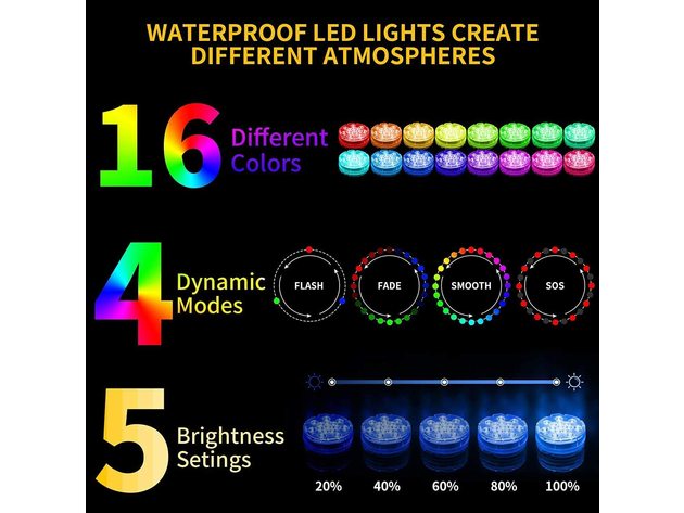 12-Pack Decorative Waterproof Battery Operated Color-Changing LED Lights