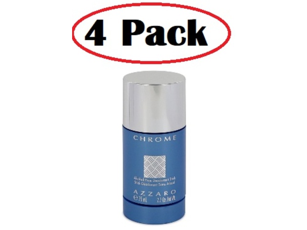 4 Pack of Chrome by Azzaro Deodorant Stick 2.7 oz