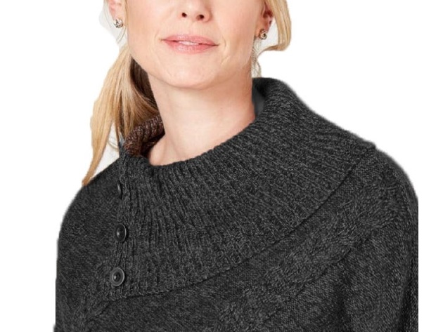 Karen Scott Women's Envelope Poncho Black Size Large