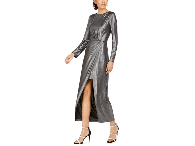 Julia Jordan Women's Liquid Metal Maxi Dress Gray Size 6