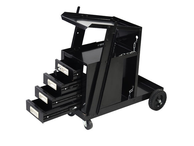 Costway 4 Drawer Cabinet Welding Welder Cart Plasma Cutter Tank Storage MIG TIG ARC - Black