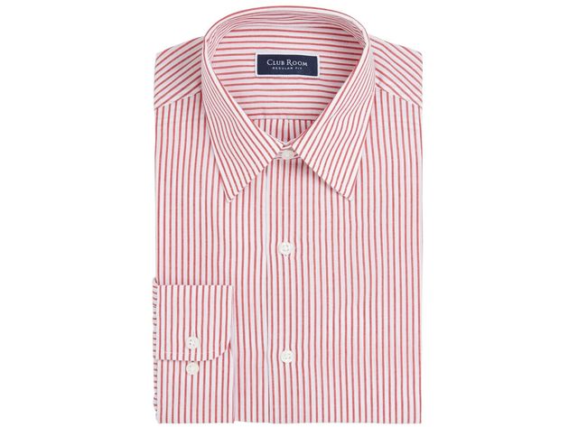 Club Room Men's Classic/Regular-Fit Stripe Dress Shirt Red Size 32-33