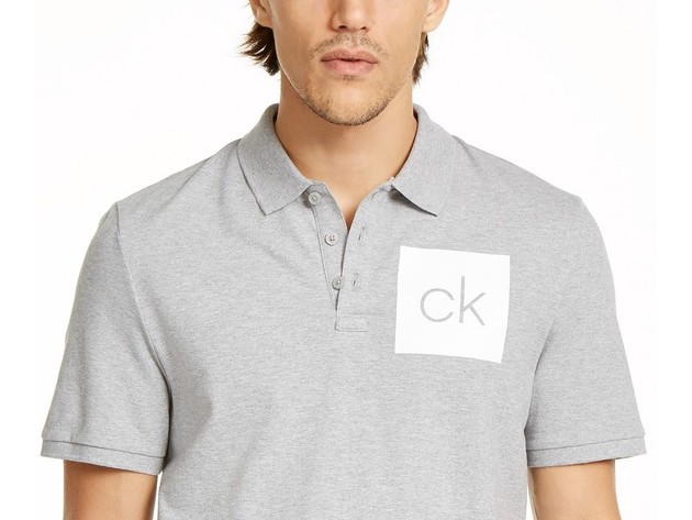 Calvin Klein Men's Chest Ck Logo Polo Shirt White Size X-Small