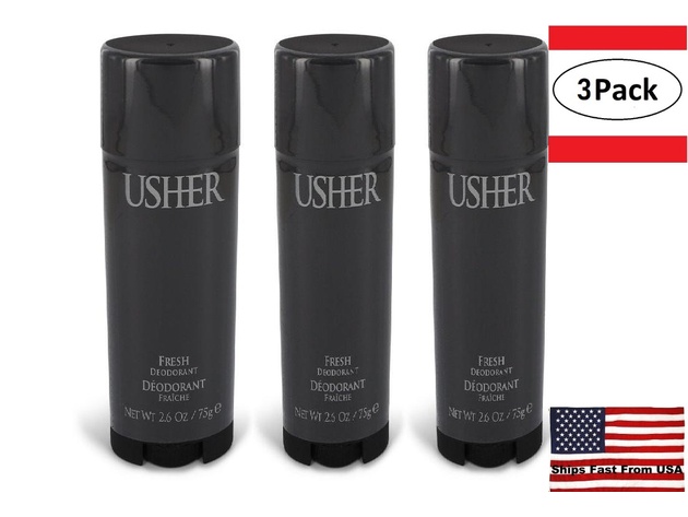 3 Pack Usher for Men by Usher Fresh Deodorant Stick 2.6 oz for Men