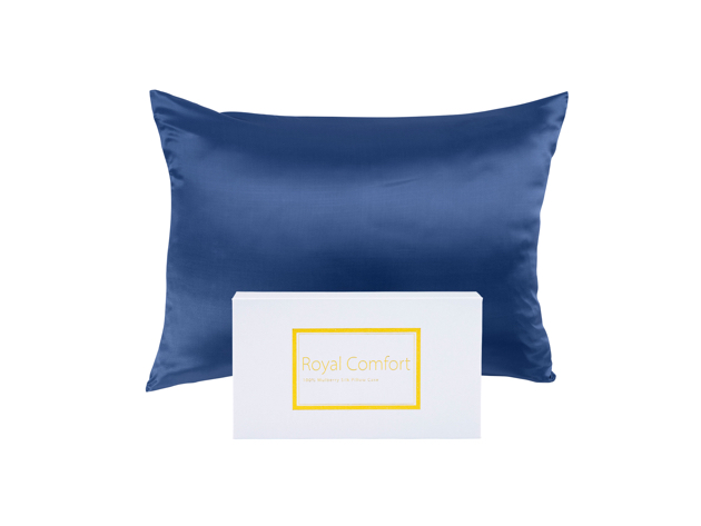 Royal Comfort Pure Silk Pillow Case 100% Mulberry Silk Hypoallergenic Pillowcase - Navy