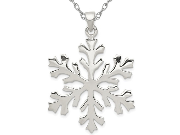 Sterling Silver Snowflake Charm Pendant Necklace with Chain