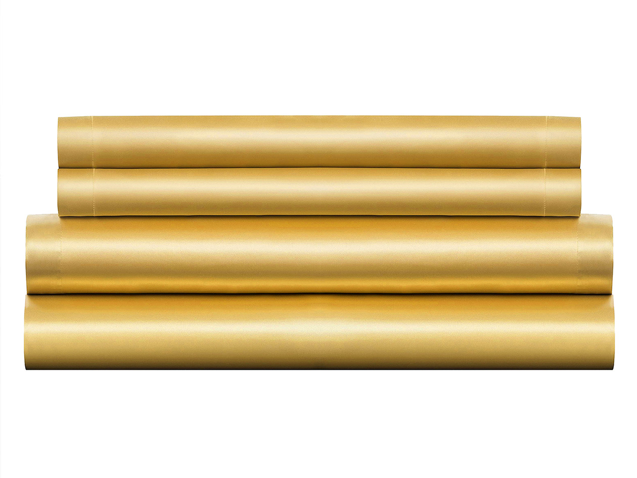 Silky-Soft Satin 4-Piece Sheet Set (Gold/King)