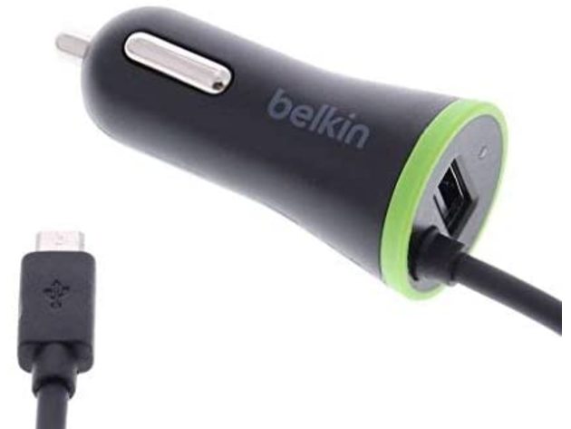 Belkin Boost Up Car Charger with 4" Coiled Micro USB Cable,17 W/3.4 Amp - Black (Used)
