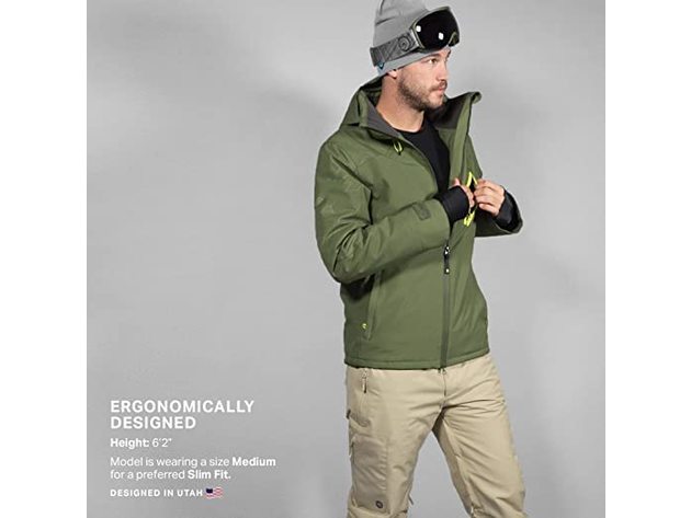 Wildhorn Dover Premium Mens Ski Jacket Insulated Waterproof, XXL - Evergreen (New)