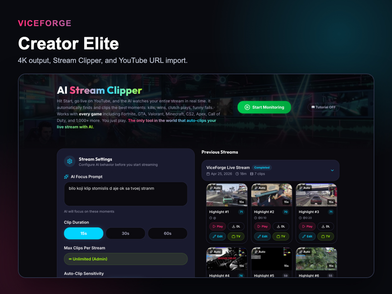 ViceForge Creator Pro Plan: Lifetime Subscription