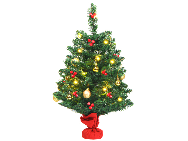 Costway 24'' Pre-Lit Tabletop Christmas Tree PVC Ornaments Lights - Green