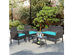 Costway 4 Piece Outdoor Rattan Furniture Set Patio Wicker Sofa w/Tempered Glass Table Cushioned Chair - Turquoise